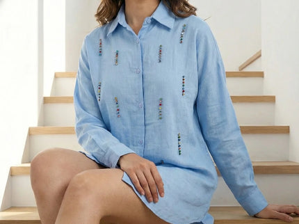 Embellished Longline Button-Down Tunic