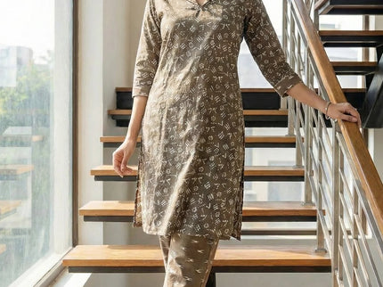 Chic Geometric Print Kurta Set