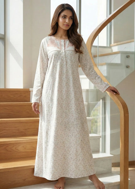 Elegant Floral Embroidered Nightgown