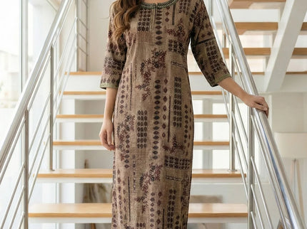 Earthy Rust Geometric Print Maxi Dress