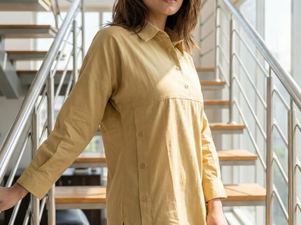 Contemporary Collared Tunic with Side Button Detail