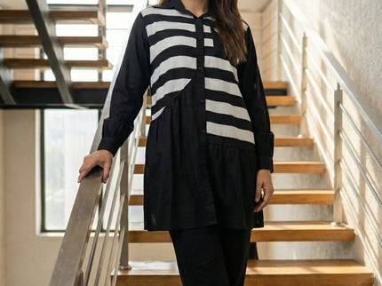Contemporary Striped Panel Shirt