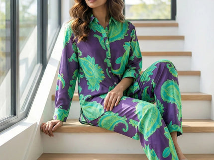 Luxe Paisley Print Button-Down Co-ord Set