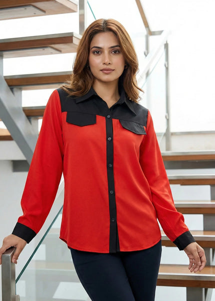 Modern Color-Block Button-Down Shirt