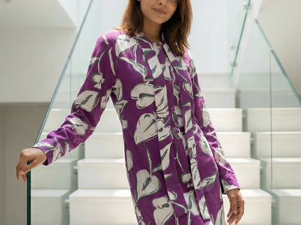 Amethyst Floral Button-Down Midi Dress