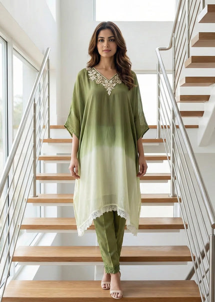 Luxurious Embroidered Kaftan Co-ord Set
