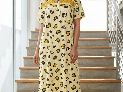 Heart Print Cotton Maxi Nightgown