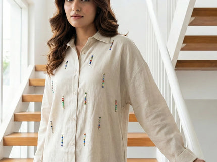 Embellished Longline Button-Down Tunic