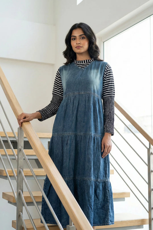 Casual Chic Layered Pinafore Dress