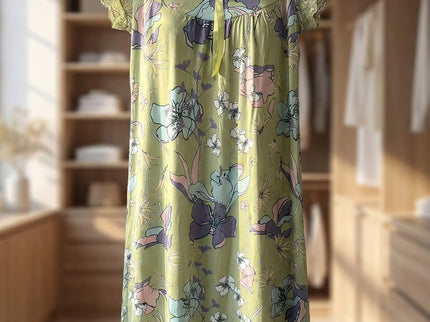 Floral Lace-Trimmed Maxi Nightgown