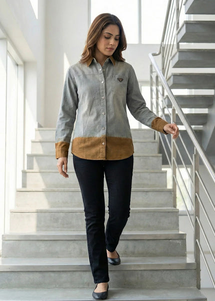 Urban Ombre Dip-Dye Denim Shirt