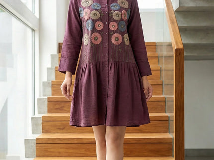 Chic Embroidered Shirt Dress