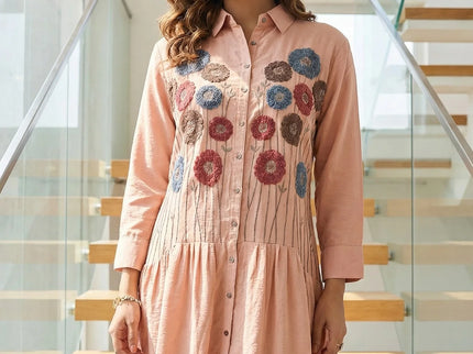 Chic Embroidered Shirt Dress