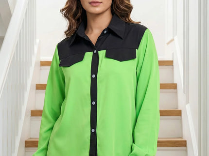 Modern Color-Block Button-Down Shirt
