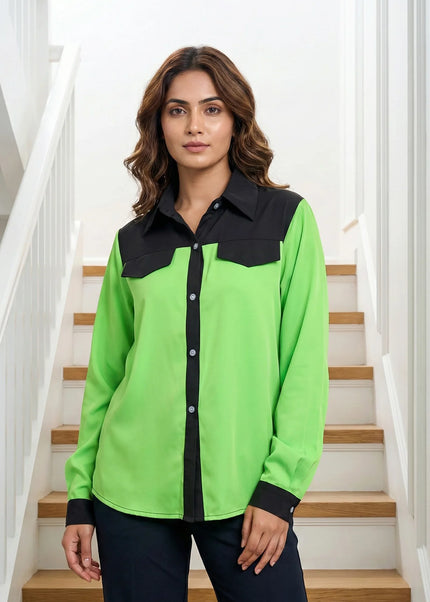 Modern Color-Block Button-Down Shirt
