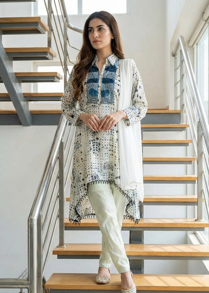 Chic Abstract Polka Dot High-Low Suit Set