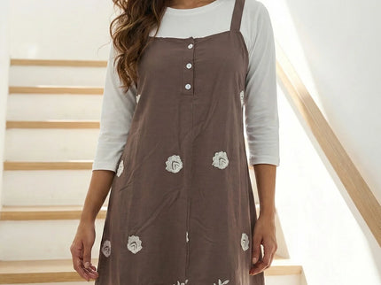 Floral Embroidered Button-Down Midi Dress