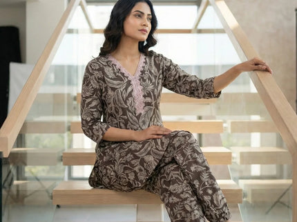 Elegant Botanical Print Co-ord Set