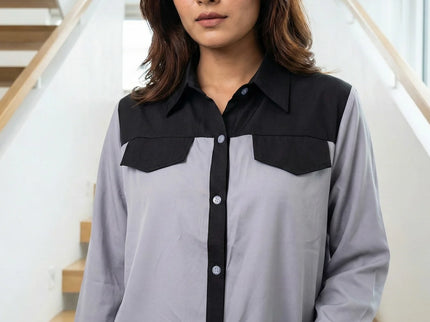 Modern Color-Block Button-Down Shirt