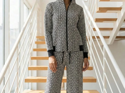 Chic Monochrome Geometric Knit Co-ord Set