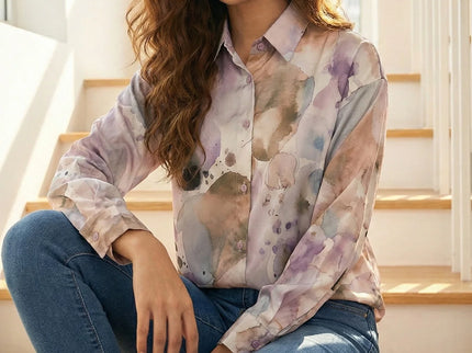 Abstract Watercolor Button-Down Shirt