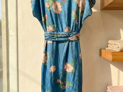 Luxe Jacquard Satin Kaftan with Print Detail