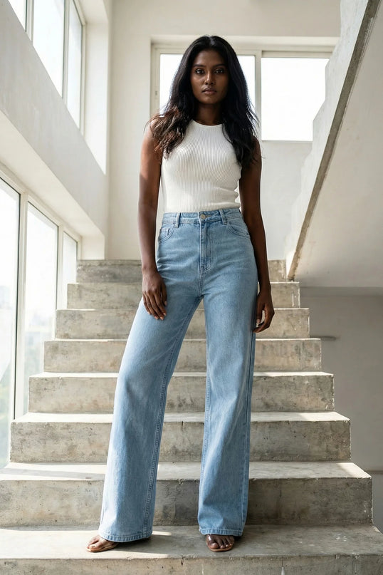 Chic Wide-Leg Denim Pant