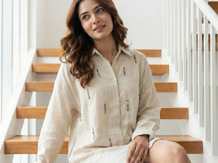 Embellished Longline Button-Down Tunic