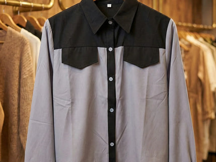 Modern Color-Block Button-Down Shirt