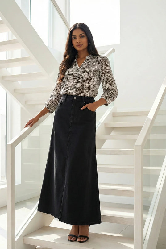 Timeless Denim Maxi Skirt