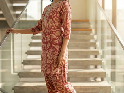 Elegant Botanical Print Co-ord Set