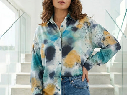 Abstract Watercolor Button-Down Shirt