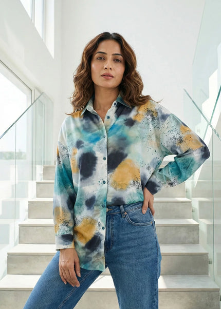 Abstract Watercolor Button-Down Shirt