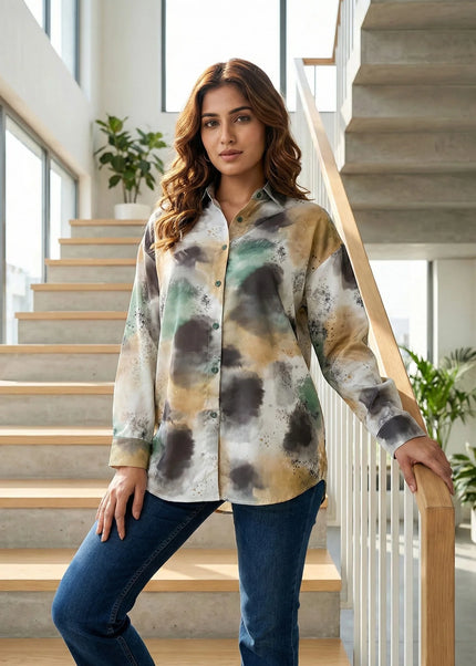 Abstract Watercolor Button-Down Shirt