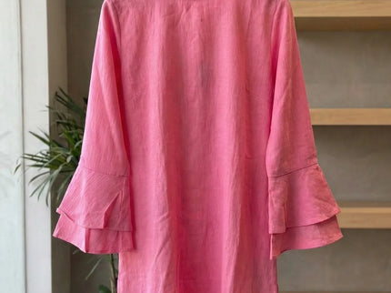 Textured Tiered Bell Sleeve Shift Dress