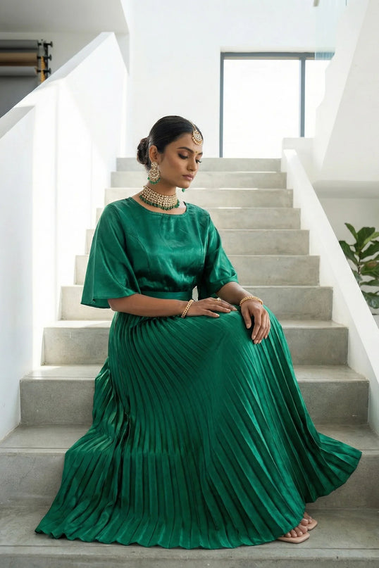 Luxe Satin Finish Flowy Maxi Dress