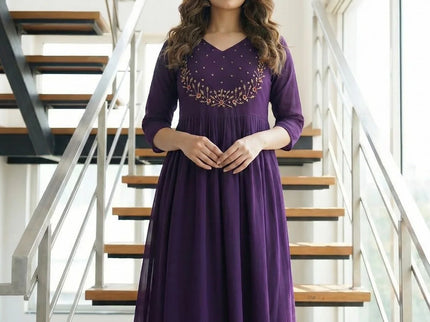 Exquisite Georgette A-Line Kurti with Hand Embroidery