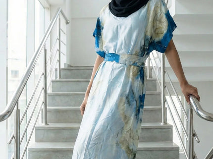 Luxe Jacquard Satin Kaftan with Print Detail