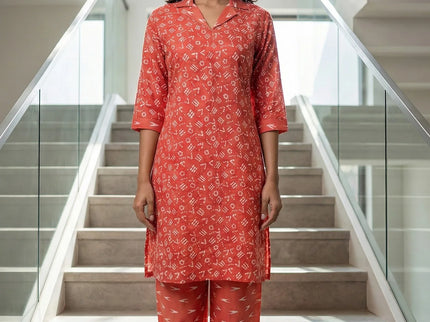 Chic Geometric Print Kurta Set