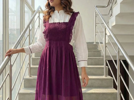 Elegant Plum Smocked Pinafore Set