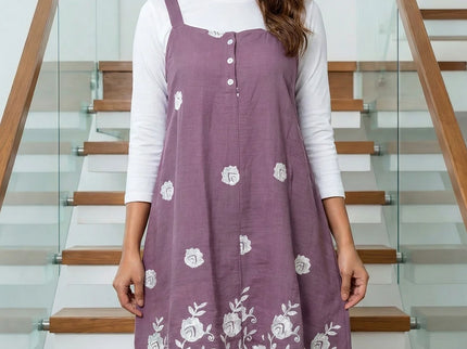 Floral Embroidered Button-Down Midi Dress
