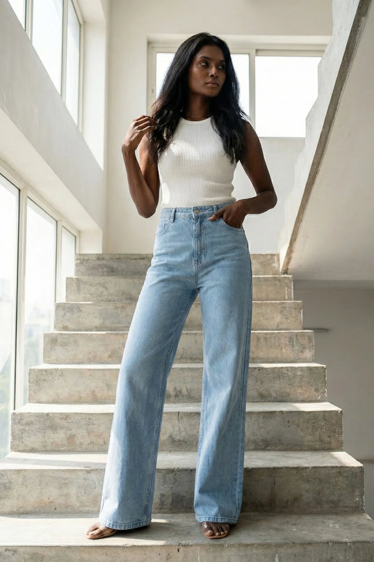 Chic Wide-Leg Denim Pant