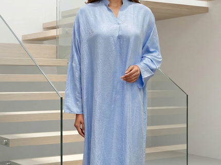 Sky Blue Textured Modest Maxi Dress