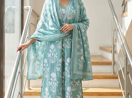 Floral Block Print Cotton Suit Set