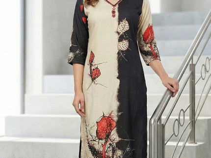 Modern Dual-Tone Floral Kurta Set