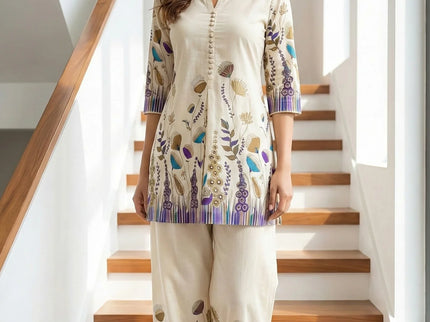 Cream Floral Print Co-ord Set