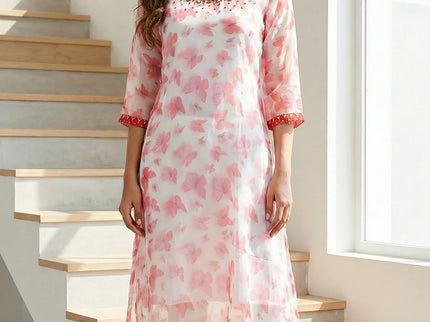 Elegant Sheer Floral Overlay Tunic Top