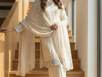 Luxury Shimmer Silk Scalloped Kurta and Palazzo Set