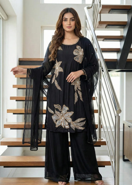 Elegant Floral Embroidered Suit Set