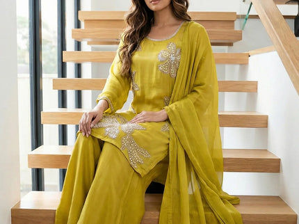 Elegant Floral Embroidered Suit Set